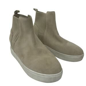 Steve Madden Cosma Suede Hidden Wedge Beige Leather Booties Size 7.5 Women's